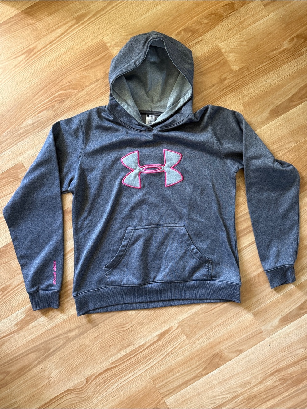 Under Armour Gray Hoodie with Pink Logo